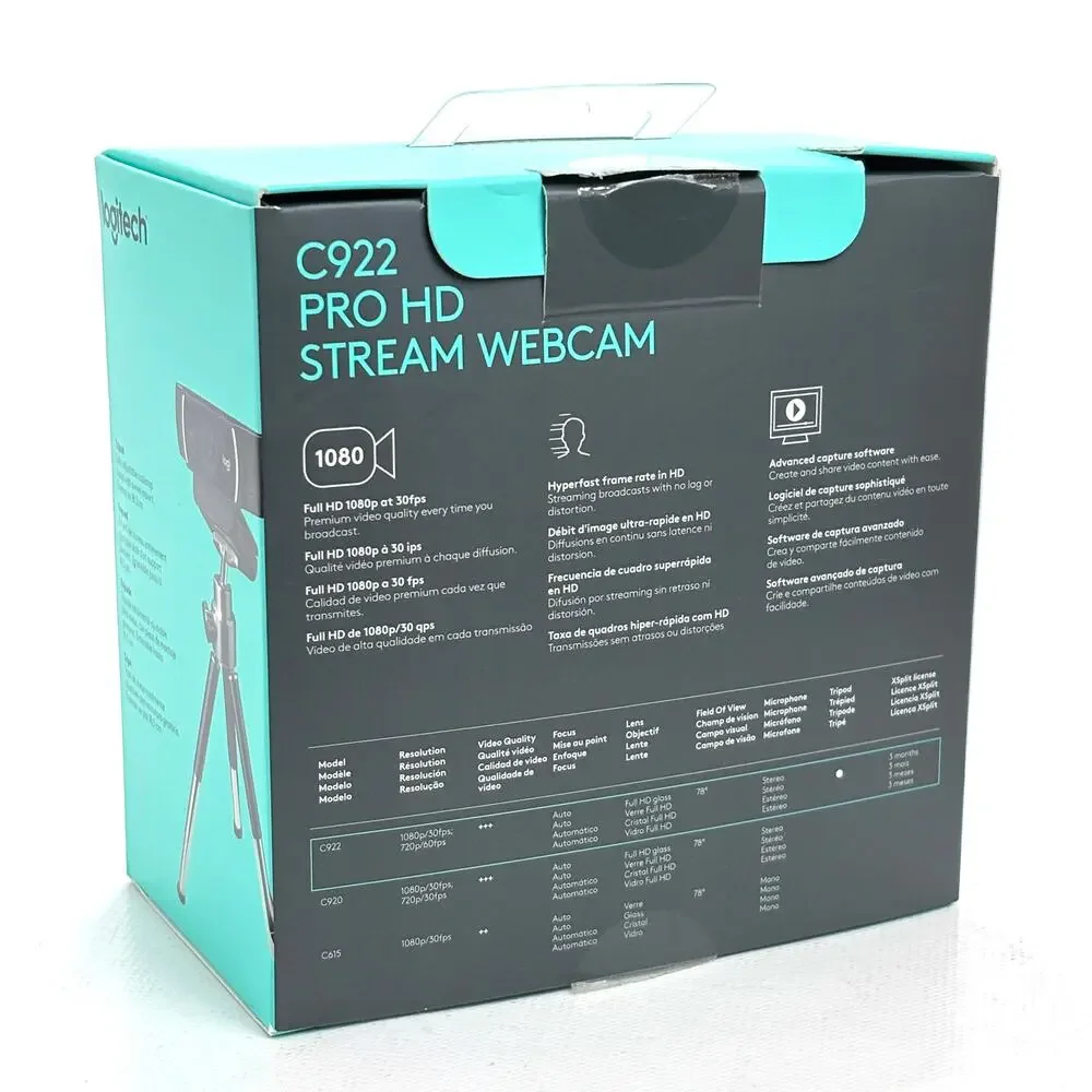 Logitech C922 Pro HD Stream Webcam 1080p 30 fps 720p 60 fps NO Tripod